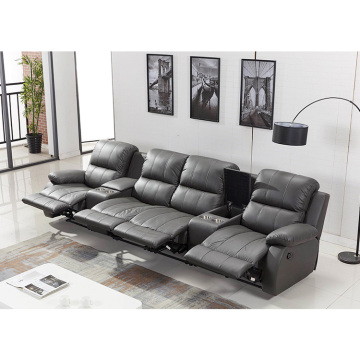 Última llegada Custom Home Cinema Movie Electric Seccional 4 plazas Reclinable Sofá Sofá Con Soporte De Copa