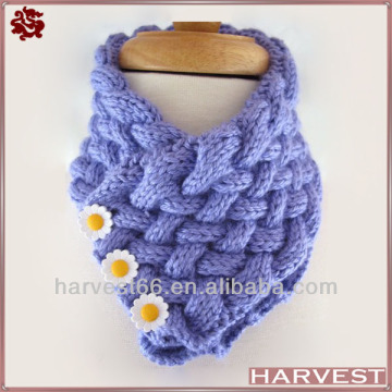 Girls Basket Weave neck warmer Daisy Button Cowl Lavender Blue Scarf