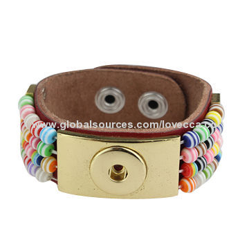 Fashion Noosa Style Chunks Leather Bracelets with Beads