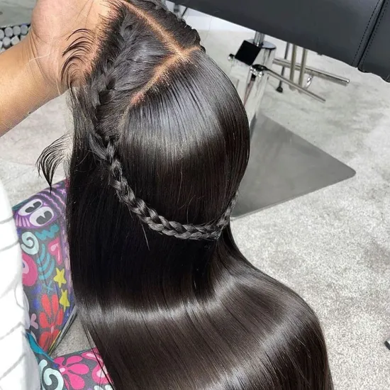 Virgin Brazilian Long Wigs Silky Bone Straight Lace Front Wig Human Hair