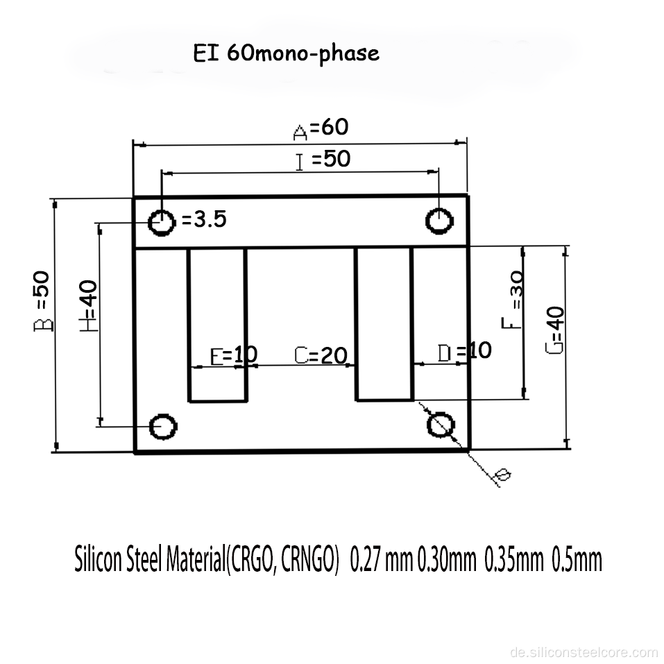Transformatorlaminierung/EI-Laminierungskern EI60/Kalt, nicht orientierte elektrische Siliziumstahl