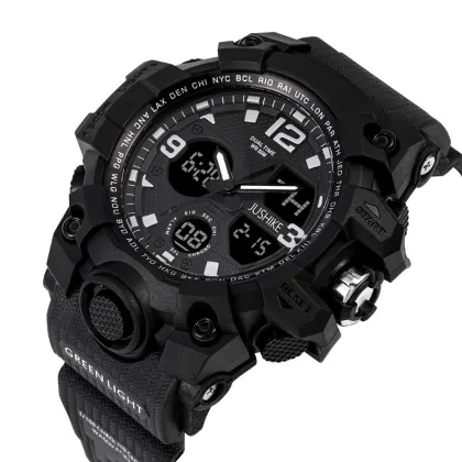 CURREN G Men's 50M Waterproof Shock-Resistant Stainless Steel and TPU Strap Sports Digital Watch