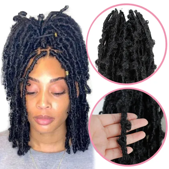 Onst12 inch 24 inch butterfly locs crochet hair  distressed faux synthetic braid hair extension Messy Soft Locs Passion Twists