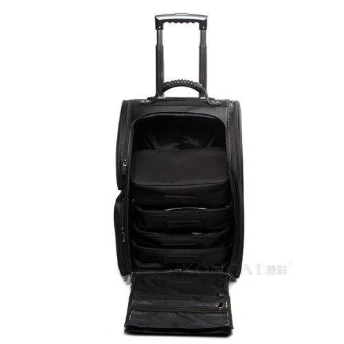 Black 1680D nylon rolling trolley professional travel cosmetic bag makeup nylon beauty case