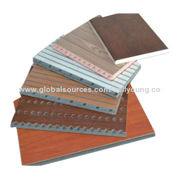 Wooden Grain HPL Grooved Acoustic Panel with Fireproof Magnesium Core Material