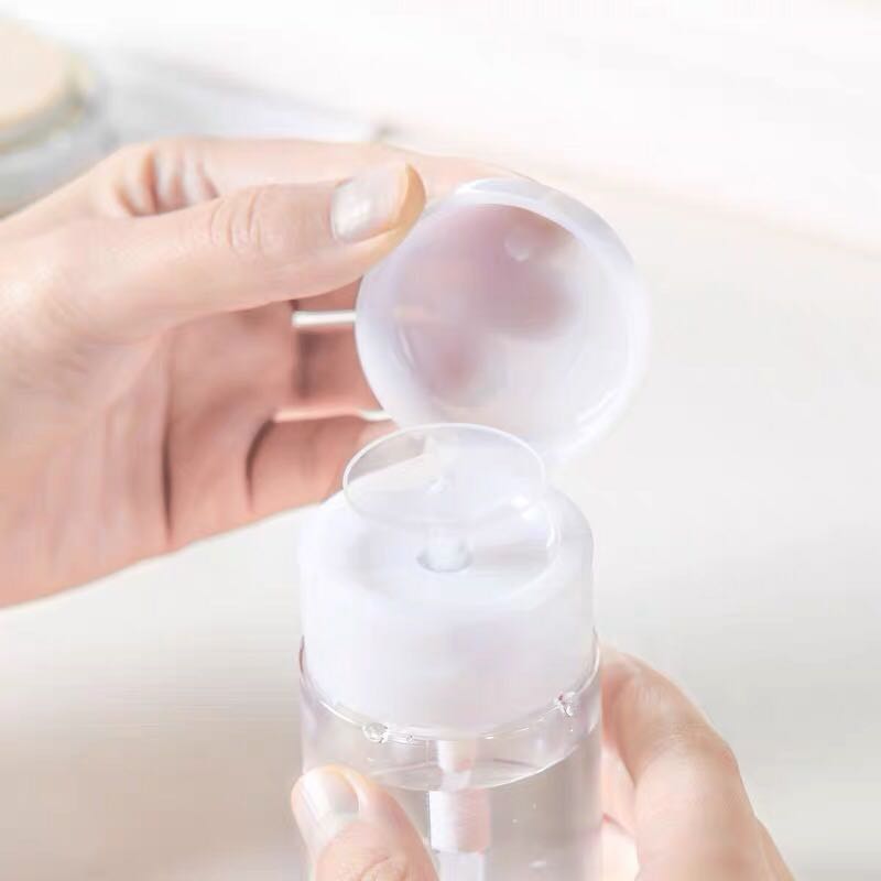 Clear Liquid Press Pump Dispenser Makeup Remover Bottle