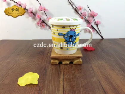 ceramic children water cup with lid animal cartoon design