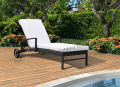 Outdoor Garden Sunbed with Tent PE Rattan Sunbed