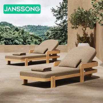 Modern Beach Sun Loungers Set for Hotel Outdoor Furniture - Wooden Teak Sun Chairs for Pool Area