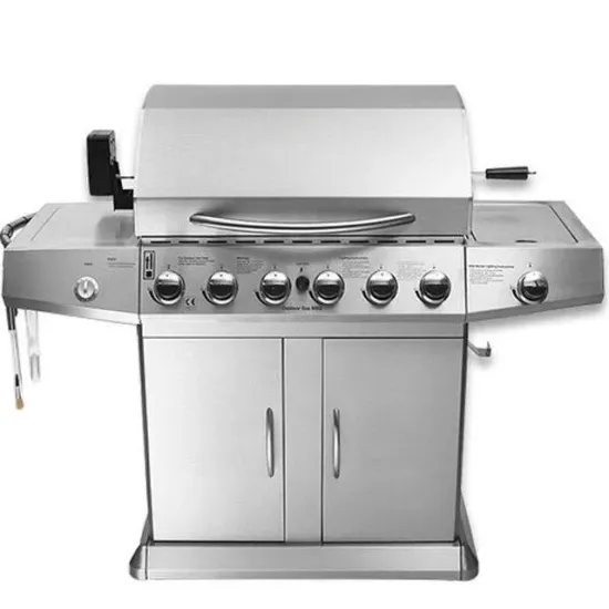 Portable 4 Burner Gas Griller Machine Commercial Smokeless Oven Barbecue Stove Gas BBQ Grill with Side Burner Toaster Ovensc