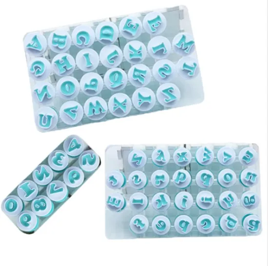 Fondant Alphabet Letter Cutters and Number Set for DIY Cookie Stamps