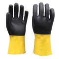 Guantes recubiertos de PVC de acabado arenoso amarillo y negro