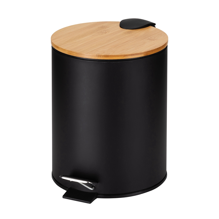 Metal Bamboo lid Trash Can