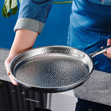 Quick Cooling Stainless Steel Frying Pan with Heat-Resistant Handle