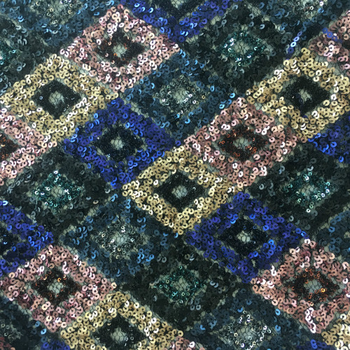 European Wonderful Geometry Sequins Embroidery Fabric