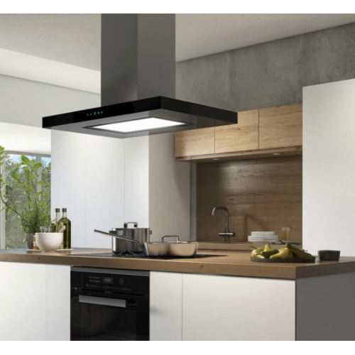 Panel LED Island Cooker Hood 90cm Dengan Kaca