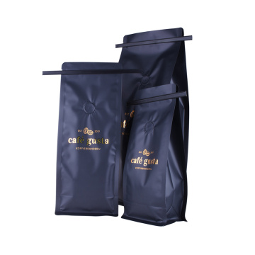 matt svart kaffepose med ventil tinn slips