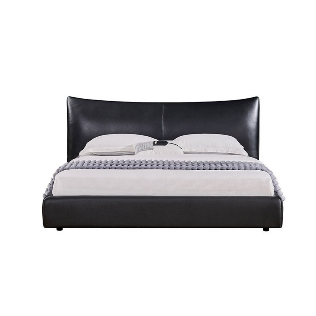 Minimalist Leather Bed - Side View