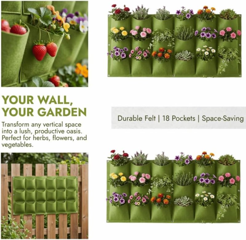 18 Pocket Hanging Wall Planter Grow Bags