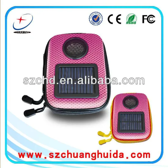 Solar charger speaker bag for Samsung S4 iPhone 5 etc all deives