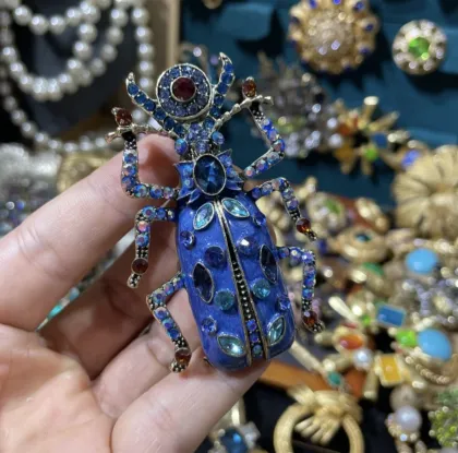 Vintage enamel scarab brooch