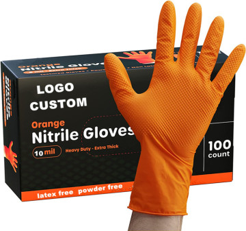 Durable Nitrile Gloves with Diamond Texture and Custom Logo for Industry and Repair