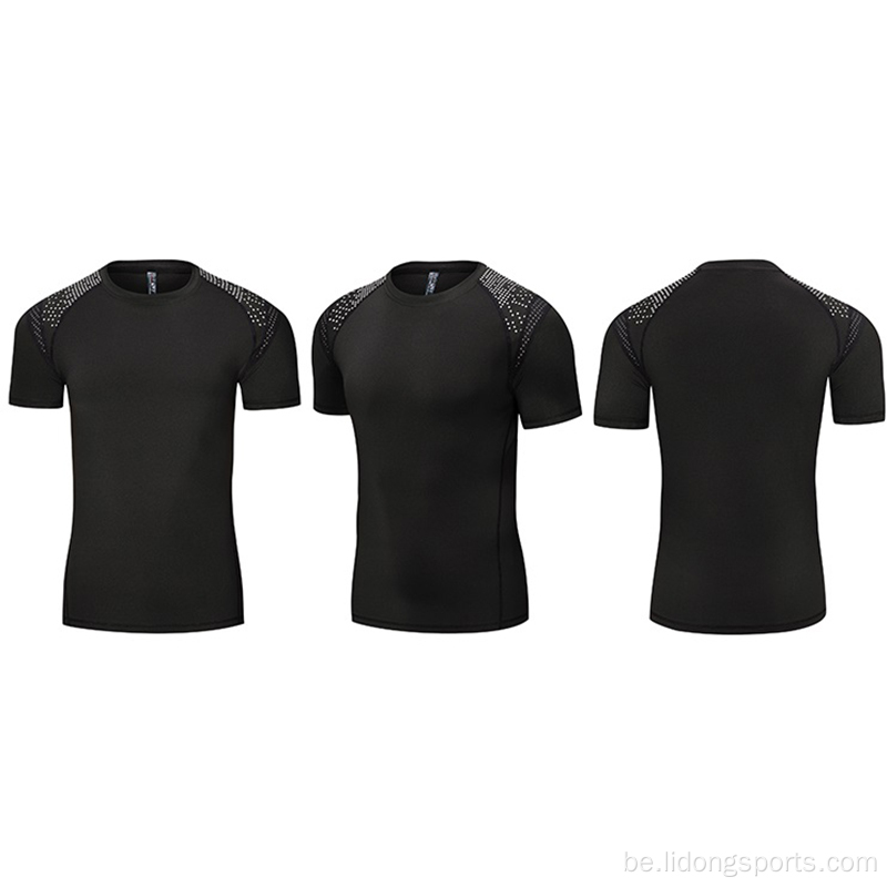Модныя мужчынскія футболкі O-вобразныя вырабы з якаснай спартыўнай футболкай