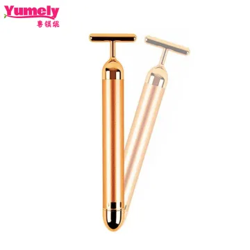 T Shape 24k Golden Stick Facial Roller Massager