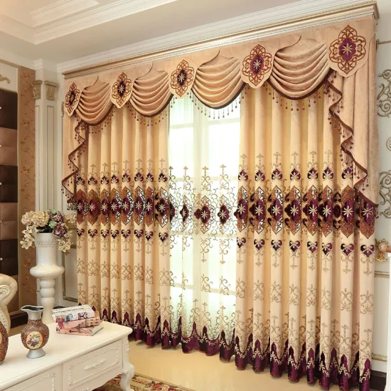 Customizable Chenille Window Curtains and Bed Sheets with Matching Living Room Embroidery
