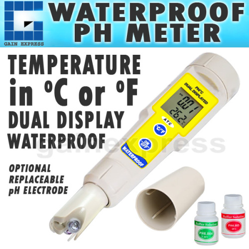 Waterproof pH Meter with °C °F & Replaceable Electrode