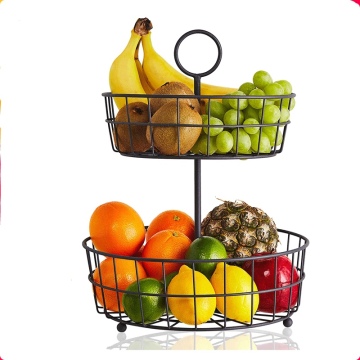 Cesto di stoccaggio di verdure per ciotola di frutta rotonda a 2 livelli
