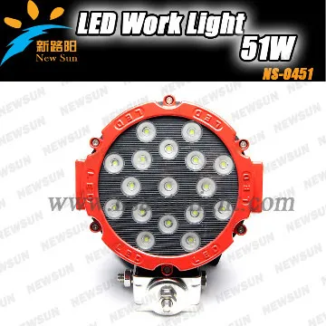51W led work light 12V Spot LED Offroad Light For Engineering Vehicles