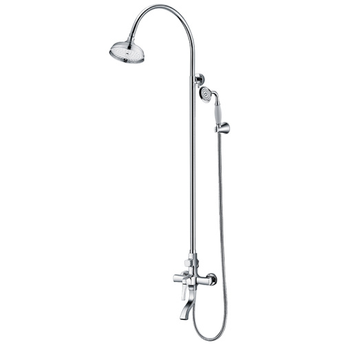 Gold Exposed Shower System With Rain Shower Head