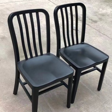 Stackable Antique Industrial Navy Metal Dining Chair for Events