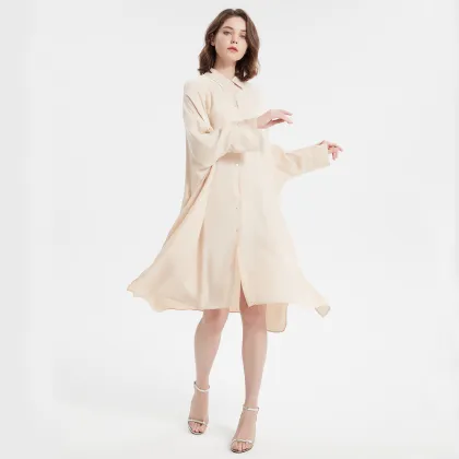 Lady Casual Dress with Asymmetric Hem