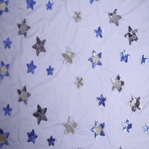 Polyester Party Dress Star Sequin Embroidery Fabric