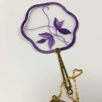 Chinese Style Handmade Crochet Butterfly Love Flower Bookmark with Purple Fan Shape - Unique Gift Idea