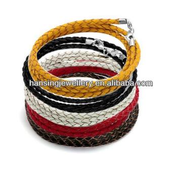 Hot Wholesale Colorfull Leather Woven Fit All Brand Charm Bead Bracelet