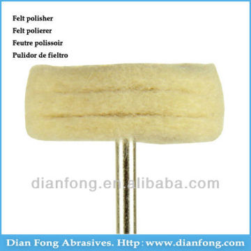 T22 HP Shank Wheel Shaped High Density Dental Laboratory White Felt Polishing Wheel