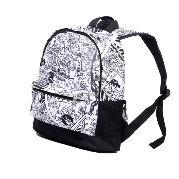 600D PU Graffiti Backpack Painting Bag