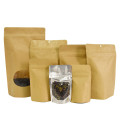 Biodegradable brown kraft paper food bag with window