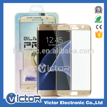 Full Cover Tempered Glass Screen Film for Samsung S7 Edge With Gold Color