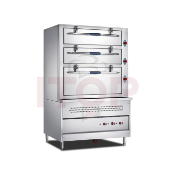 Commercial Stainless Steel Food Steamers for Soup, Rice, and Seafood - LPG/Natural Gas Cabinets