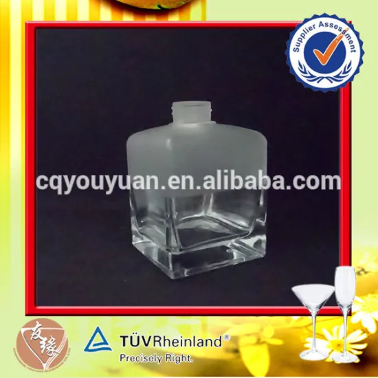 270ml square soda lime glass half decal fragance bottle