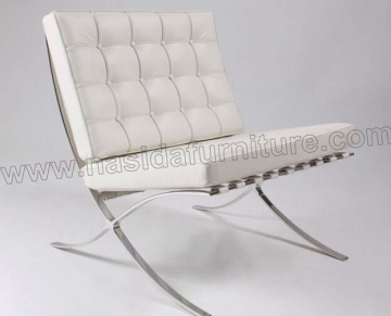 Replica Living room Stainless Steel frame white leather Barcelona Chair