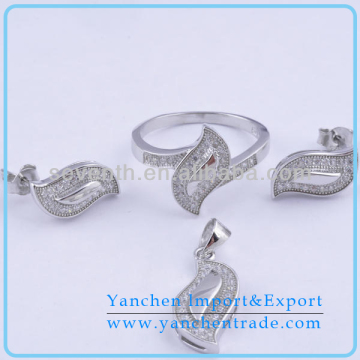 2014 Wholesale Fashion Jewelry Sets with Rhodium Plated CZ Diamond