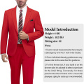 WYWK 2 Piece Men's Suit Wedding Business Party-Red-XXS
