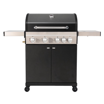 4+1 Burner Propane Grill with Side Cabinet in Black Stainless Steel