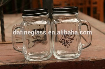 16OZ Customized Hot Special Classic Clear Glass ball Mason Jar with handle and straw