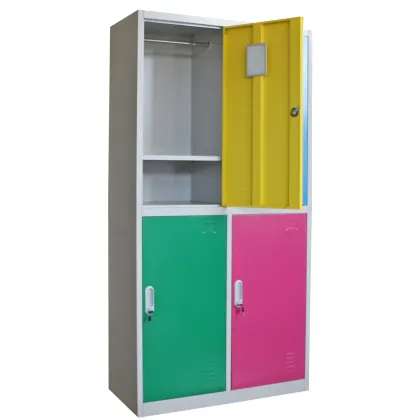 Unique design durable two swing door storage metal wardrobe